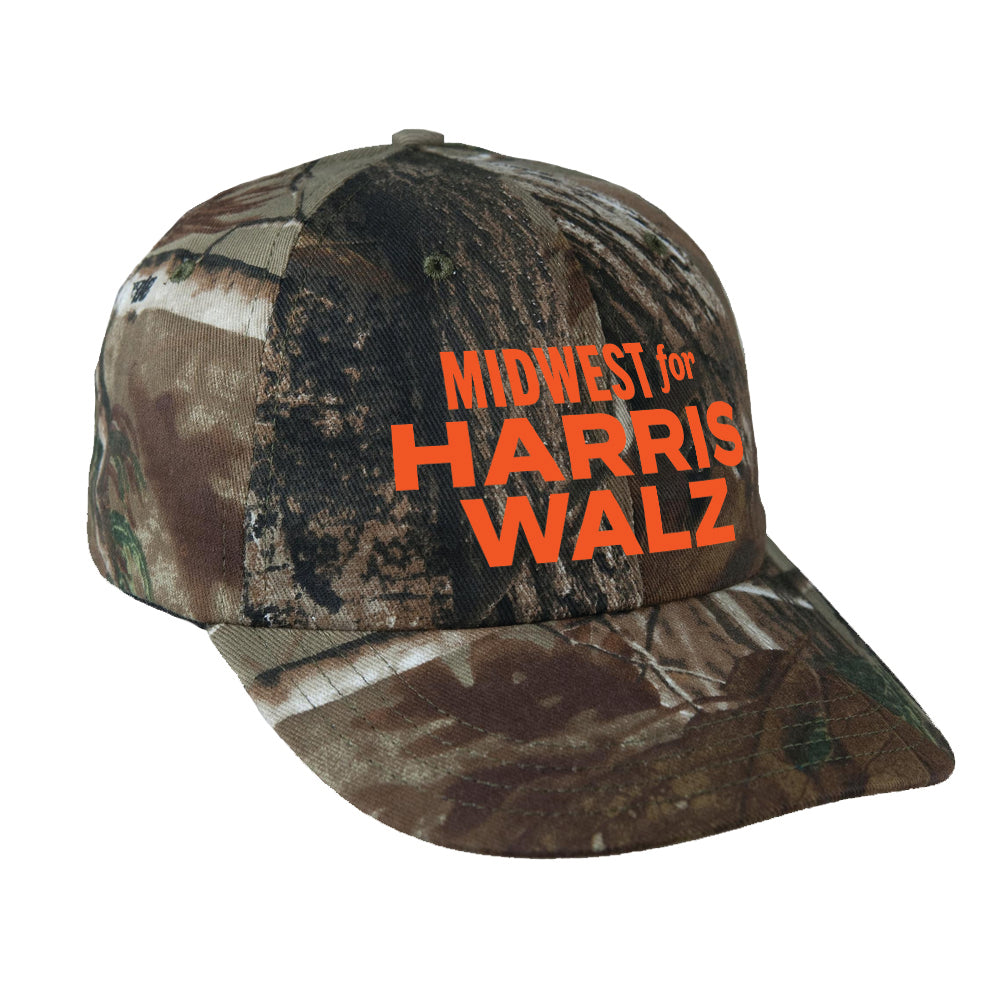 Midwest for Harris-Walz Embroidered Camo Hat